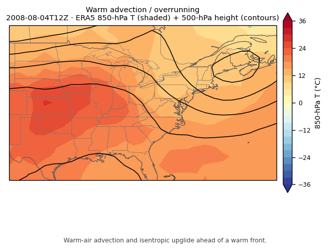Warm advection 2008-08-04 t850 z500
