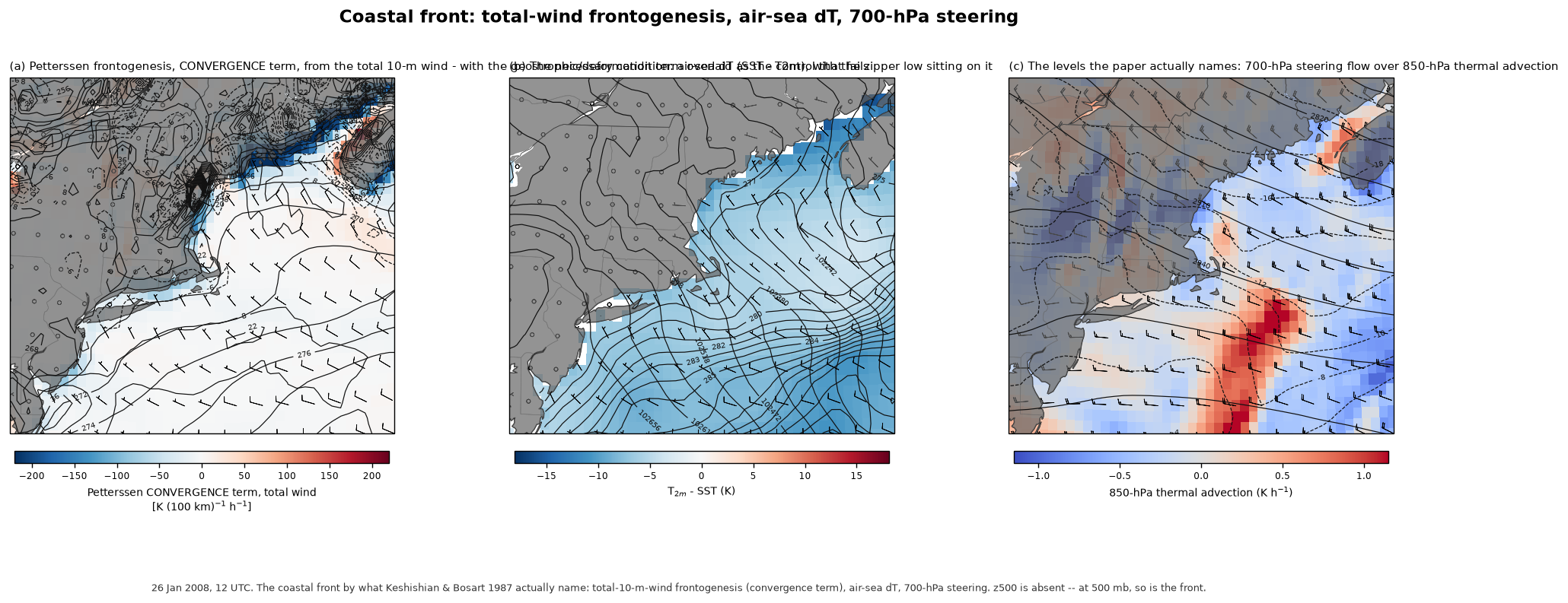 Coastal front ERA5 t850 z500