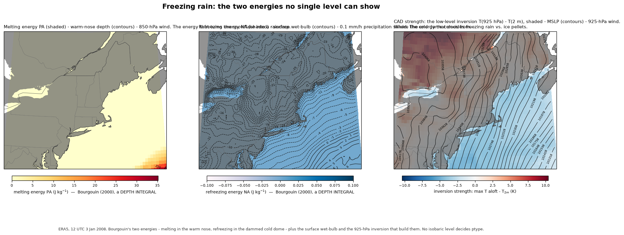 Freezing rain & ice storms ERA5 t850 z500