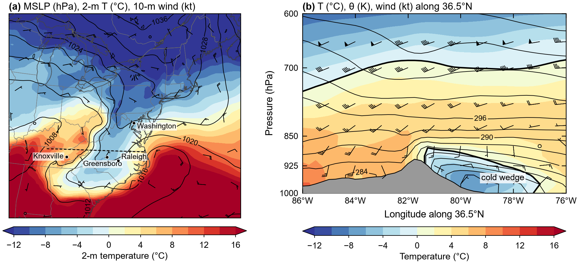 ERA5 maps for the cold-air damming case, 1800 UTC 26 January 2004